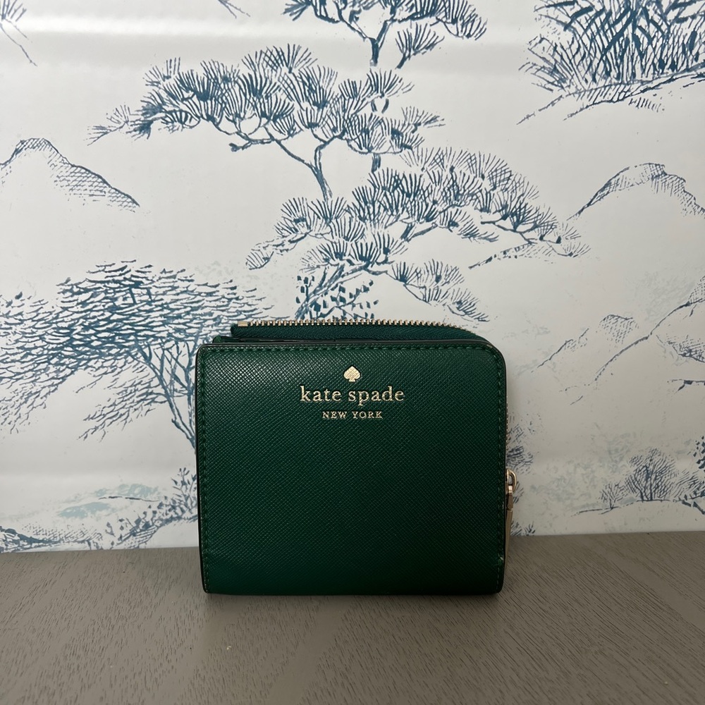 Kate Spade Green Wallet with Gold Accents